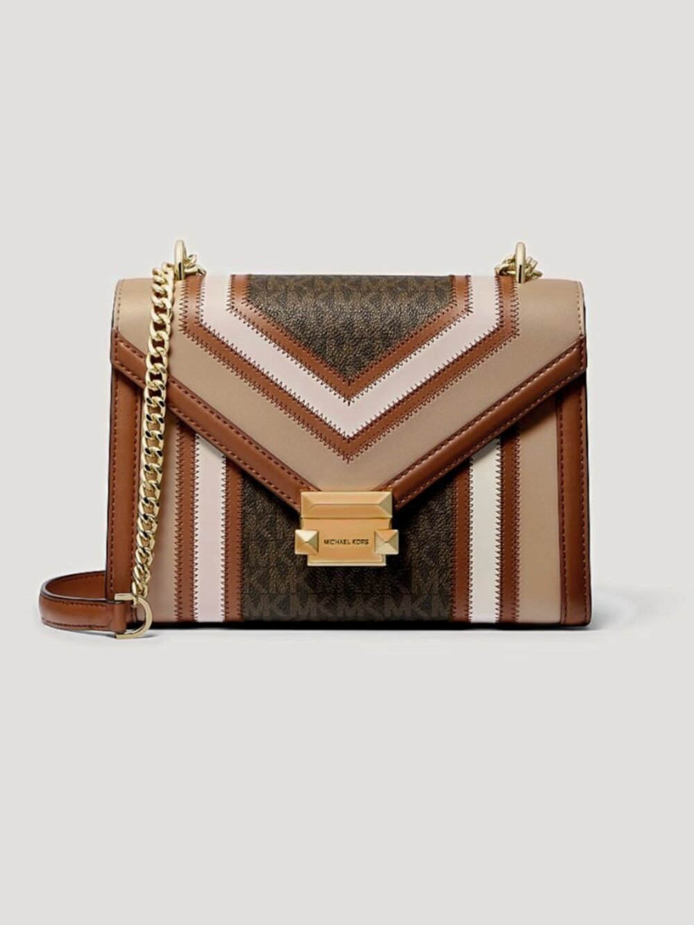 Michael Kors Whitney Medium MK Logo Colorblock Chain Shoulder Crossbody
